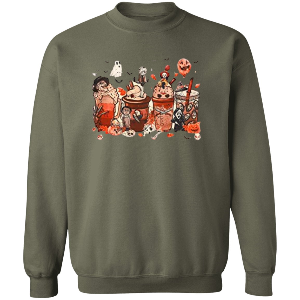 Crewneck Pullover Sweatshirt: HALLOWEEN COFFEE SWEATSHIRT