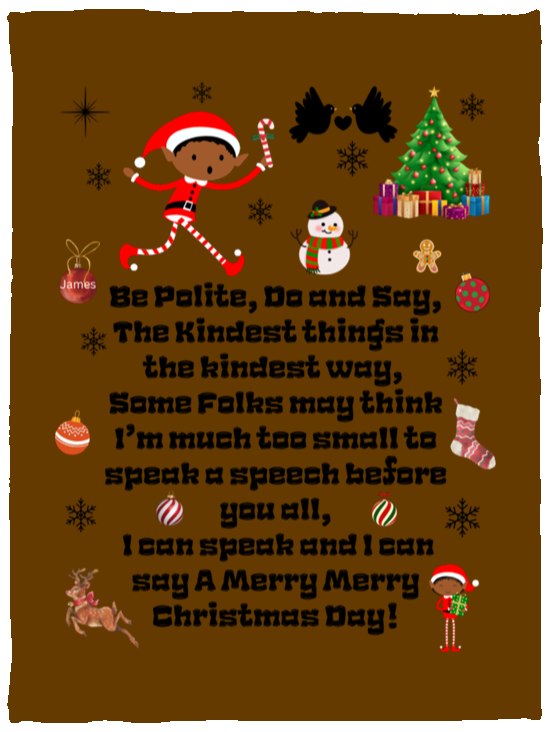 Plush Fleece Blanket - 30x40: ELF JAMES’S CHRISTMAS BLANKET BE POLITE, DO AND SAY, THE KINDEST THINGS,…