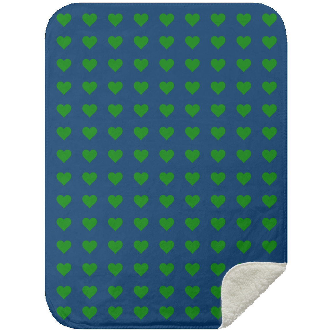 Premium Sherpa Blanket 30x40: GREEN HEARTS