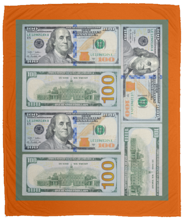 Plush Fleece Blanket - 50x60: $100 DOLLAR BILL BLANKET