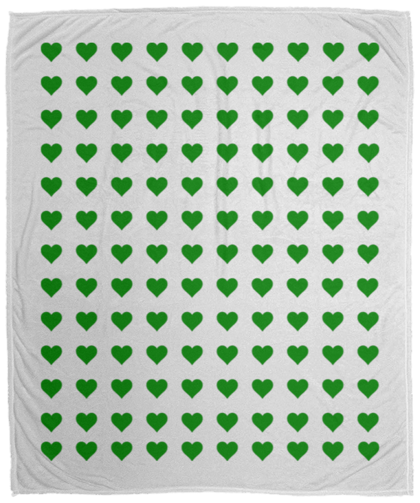 Plush Fleece Blanket - 50x60: GREEN HEARTS