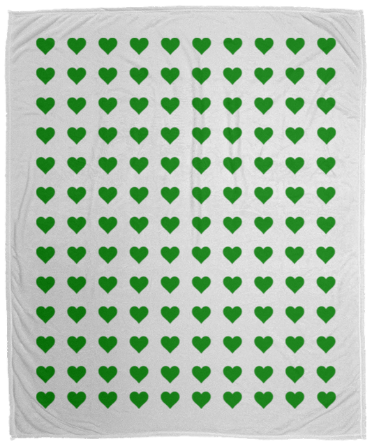 Plush Fleece Blanket - 50x60: GREEN HEARTS