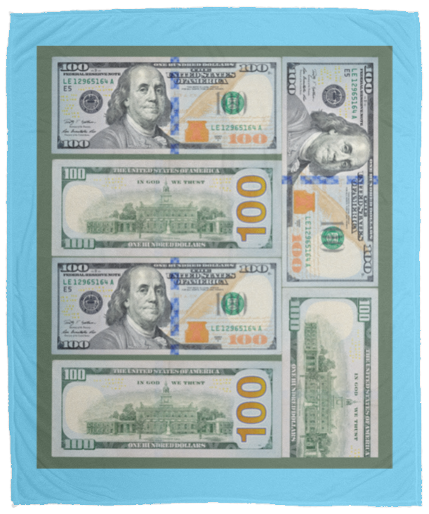 Plush Fleece Blanket - 50x60: $100 DOLLAR BILL BLANKET