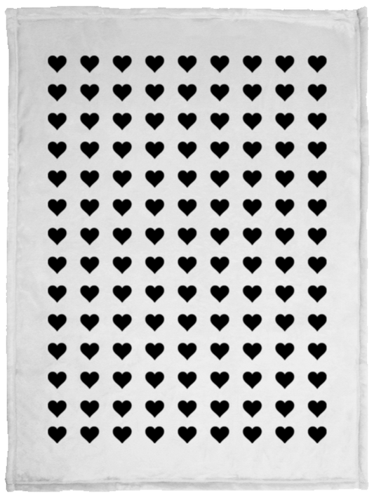 Plush Fleece Blanket - 30x40: BLACK HEARTS