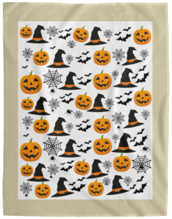 Plush Fleece Blanket - 60x80: HALLOWEEN PUMPKINS, WITCH HATS, BATS,... BLANKET