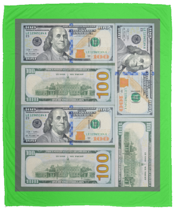 Plush Fleece Blanket - 50x60: $100 DOLLAR BILL BLANKET