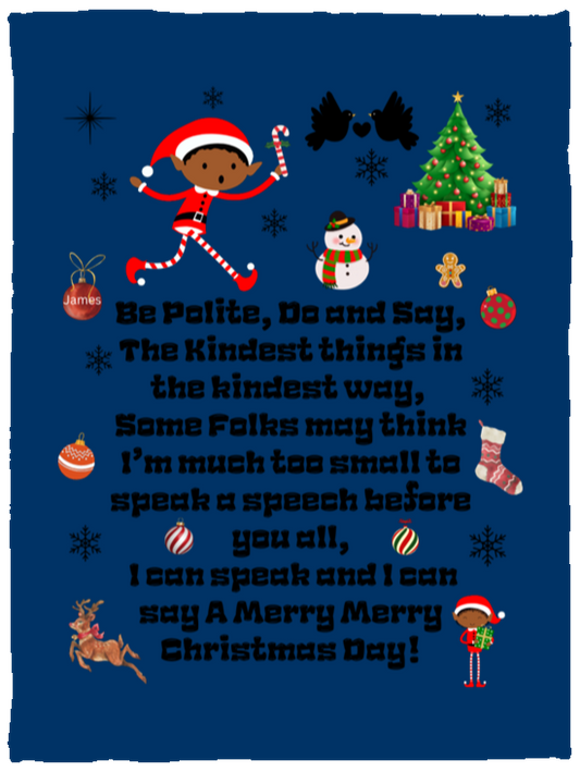 Plush Fleece Blanket - 30x40: ELF JAMES’S CHRISTMAS BLANKET BE POLITE, DO AND SAY, THE KINDEST THINGS,…