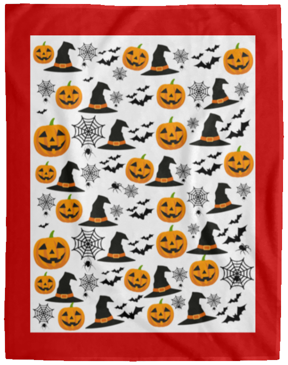 Plush Fleece Blanket - 60x80: HALLOWEEN PUMPKINS, WITCH HATS, BATS,...BLANKET