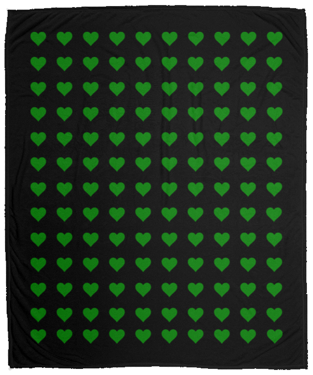 Plush Fleece Blanket - 50x60: GREEN HEARTS