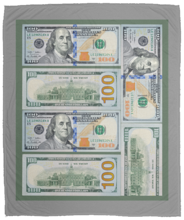 Plush Fleece Blanket - 50x60: $100 DOLLAR BILL BLANKET