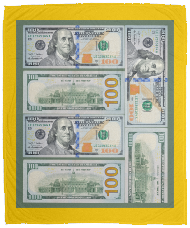 Plush Fleece Blanket - 50x60: $100 DOLLAR BILL BLANKET