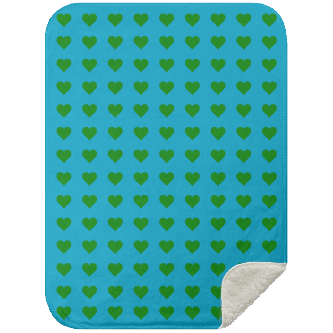 Premium Sherpa Blanket 30x40: GREEN HEARTS