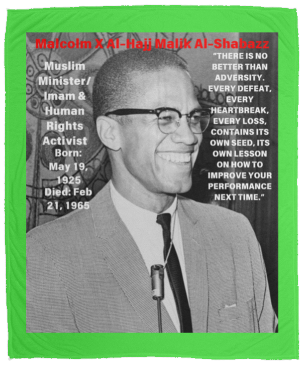 Plush Fleece Blanket - 50x60: MALCOLM X BLANKET