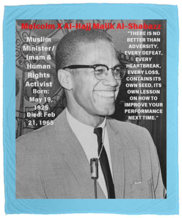 Plush Fleece Blanket - 50x60: MALCOLM X BLANKET