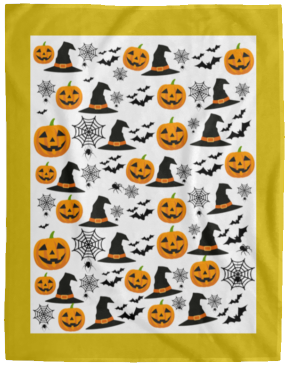 Plush Fleece Blanket - 60x80: HALLOWEEN PUMPKINS, WITCH HATS, BATS,...BLANKET