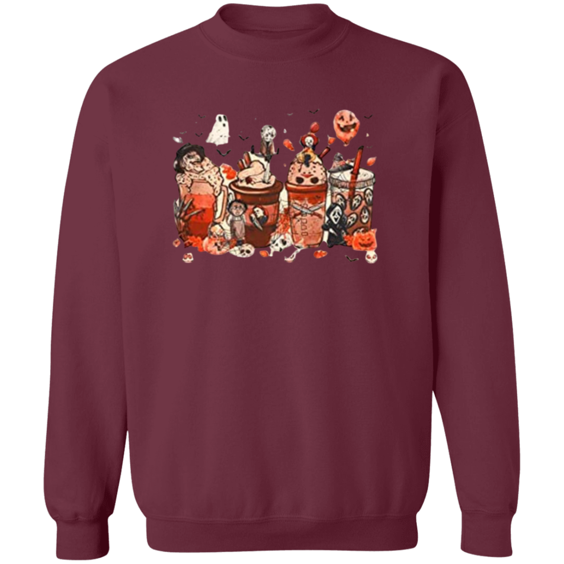 Crewneck Pullover Sweatshirt: HALLOWEEN COFFEE SWEATSHIRT