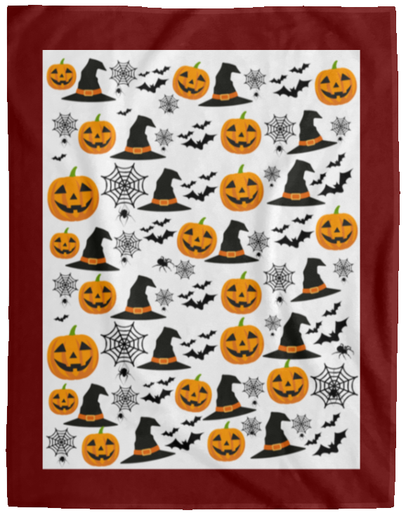 Plush Fleece Blanket - 60x80: HALLOWEEN PUMPKINS, WITCH HATS, BATS,... BLANKET