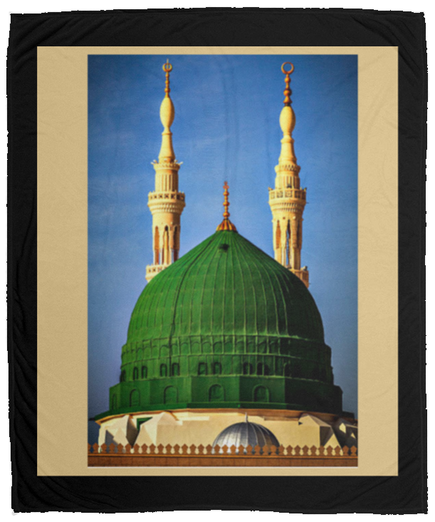 Plush Fleece Blanket - 50x60: AL-MASJID AN-NABAWI GREEN DOME BLANKET