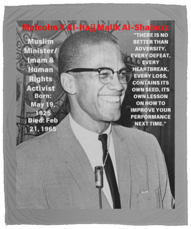 Plush Fleece Blanket - 50x60: MALCOLM X BLANKET