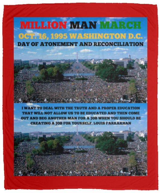 Plush Fleece Blanket - 50x60: MILLION MAN MARCH OCT. 16, 1995 WASHINGTON D.C....BLANKET