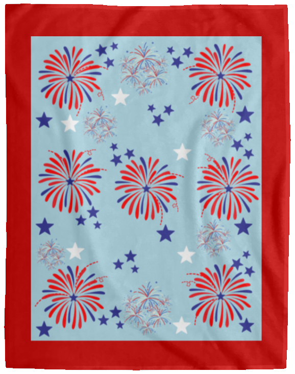 Plush Fleece Blanket - 60x80: 4TH OF JULY FIREWORKS