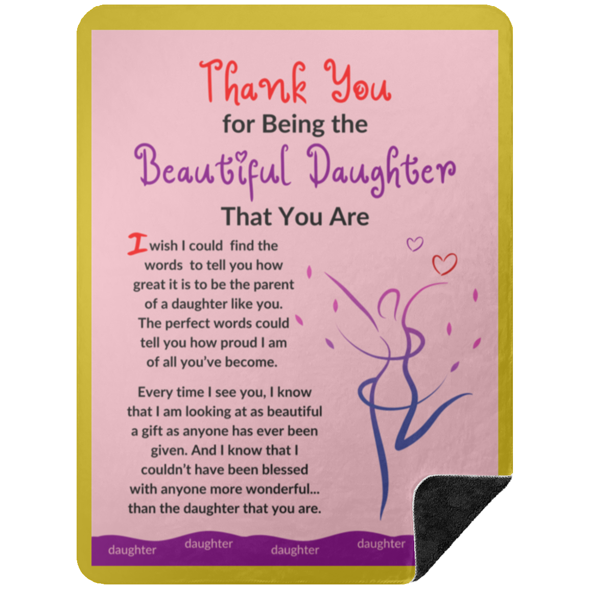 Premium Black Sherpa Blanket 60x80: Thank You for Being the Beautiful Daughter That You Are,...