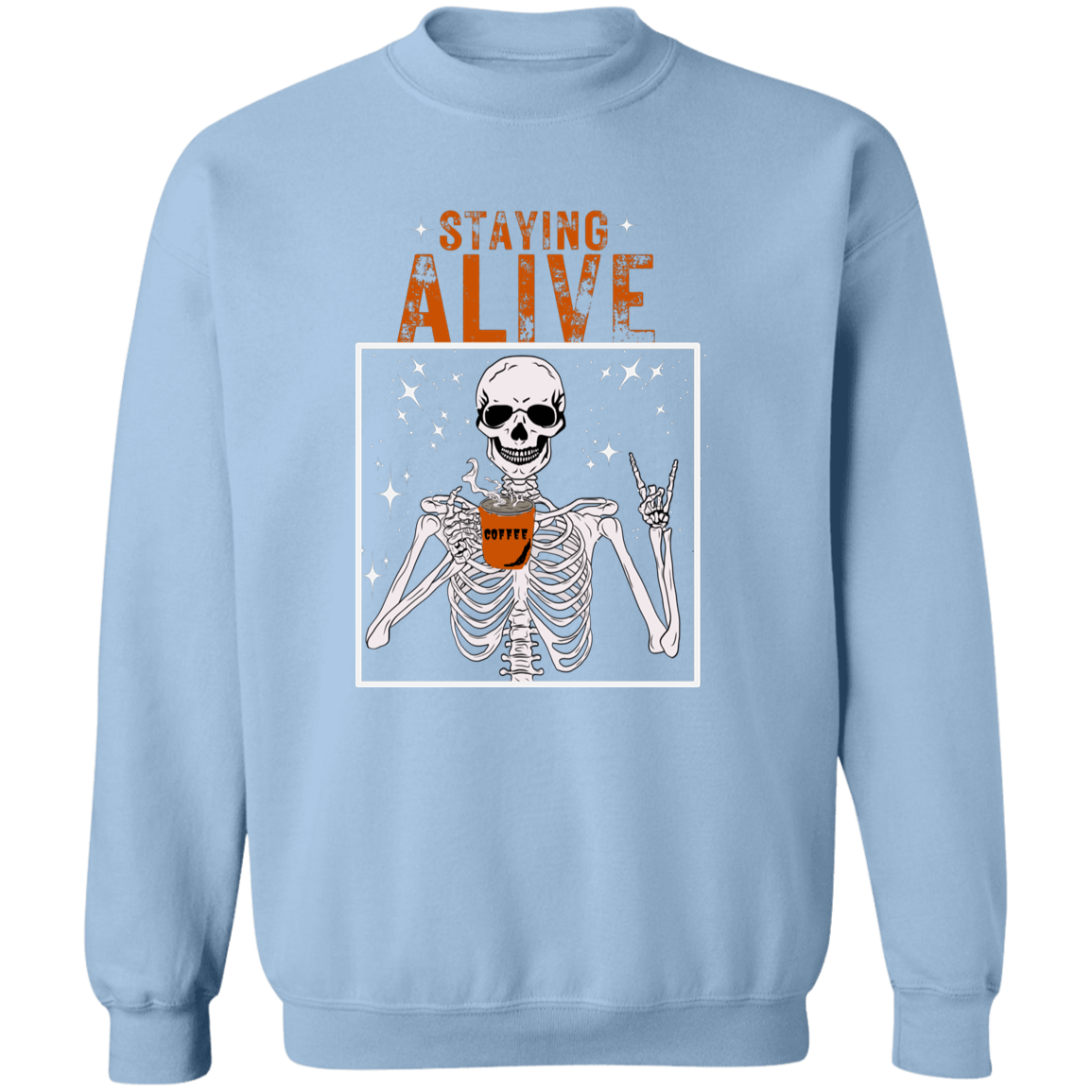 Crewneck Pullover Sweatshirt: HALLOWEEN STAYING ALIVE SKELETON