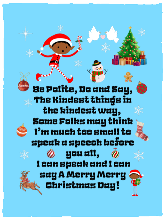 Plush Fleece Blanket - 30x40: ELF JAMES’S CHRISTMAS BLANKET Be Polite, Do and Say, The Kindest Things,…