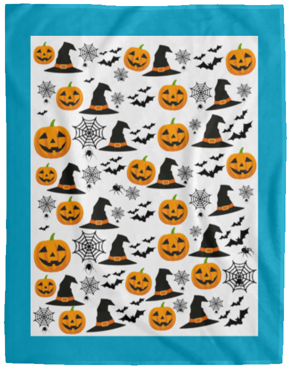 Plush Fleece Blanket - 60x80: HALLOWEEN PUMPKINS, WITCH HATS, BATS,... BLANKET