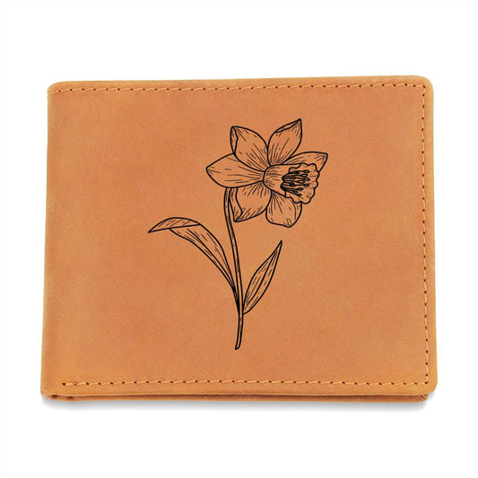 Graphic Leather Wallet: MARCH BIRTH FLOWER DAFFODIL