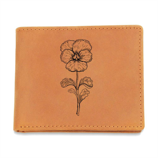 Graphic Leather Wallet:  FEBRUARY BIRTH FLOWER VIOLET