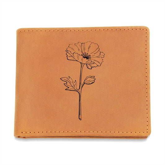 Graphic Leather Wallet: AUGUST BIRTH MONTH FLOWER POPPY