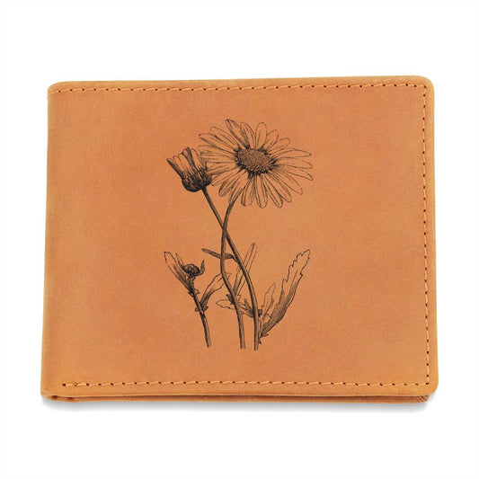 Graphic Leather Wallet: APRIL BIRTH FLOWER DAISY