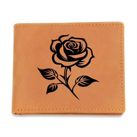 Graphic Leather Wallet: JUNE BIRTH MONTH FLOWER ROSE