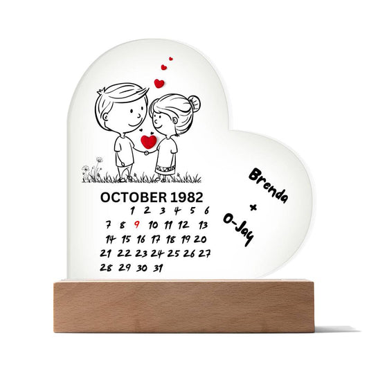 Acrylic Heart Plaque: Anniversary, Valentine,.. Calendar Brenda + O-Jay