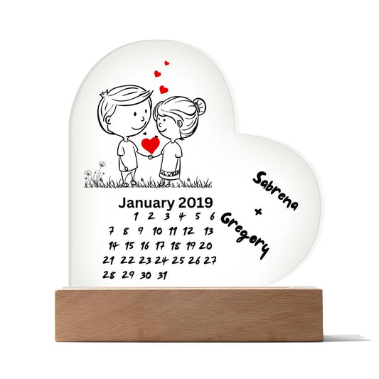 Acrylic Heart Plaque: Couple Anniversary, Valentine,.. Calendar Sabrena + Gregory