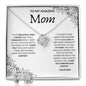 Love Knot Earring & Necklace Set: TO MY AMAZING MOM TO MY BEAUTIFUL, KIND, STRONG AND TRULY FABULOUS MOM. I WANT TO TELL YOU HOW MUCH YOU MEAN TO ME.,...YOUR SON